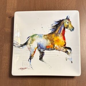 NWT Dean Crouser Colorful Horse Art Plate 7”x7”